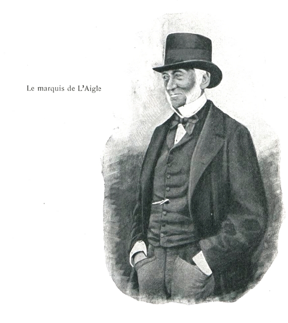 Le marquis de l'Aigle - Illustration tirée de l'ouvrage La Chasse à travers les Âges - Comte de Chabot (1898) - A. Savaète (Paris) - BnF (Gallica)